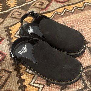 Dr. Martens Black Suede Mules